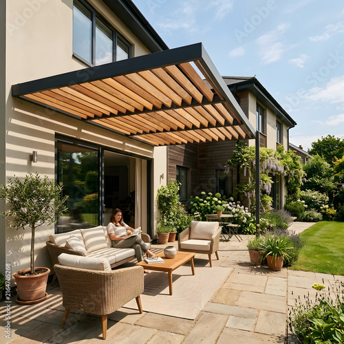 residential garden with shade area