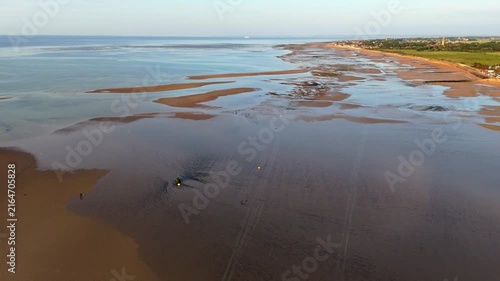 Aerial view of Courseulles sur mer beach towards Bernieres sur mer
