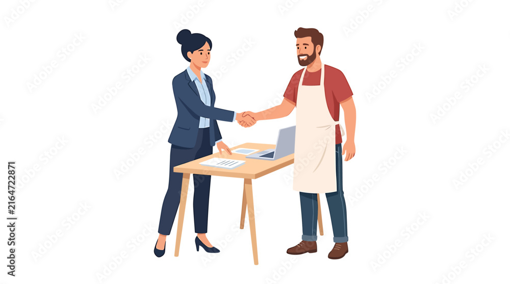 Fototapeta premium Bank Manager and Baker Handshake for Business Loan