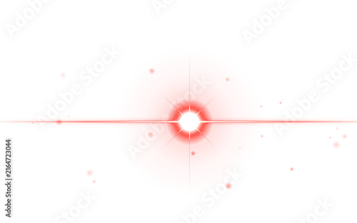 Abstract Red Lens Flare Glowing Light Effect with Bright Central Spark on White Background