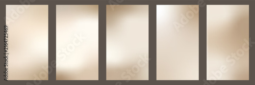 Set of vertical nude gradient backgrounds in 9x16 format with warm beige, cream and pearl tones. Soft abstract vector textures for social media stories, banners and modern aesthetic design.