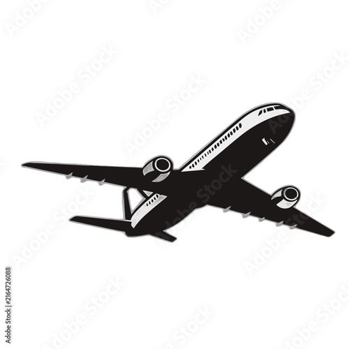Airplane Flying Graphic Illustration Showing a Jet Liner in Silhouette