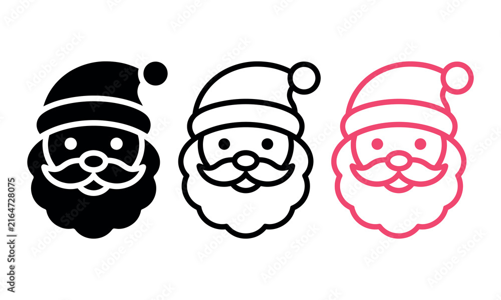 Naklejka premium Cartoon santa claus faces in three different styles