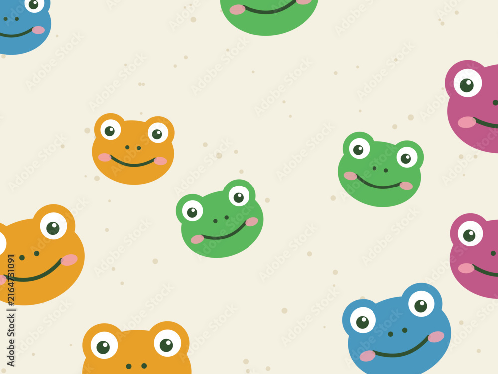 Fototapeta premium Adorable Froggy Faces Children Illustration