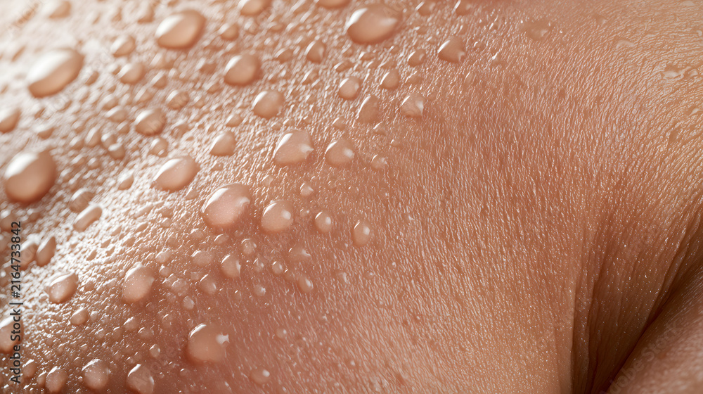 Fototapeta premium Condensation Droplets on Sunlit Warm Skin Macro