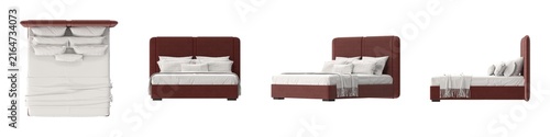Foto Modern upholstered bed with plush white bedding and pillows
