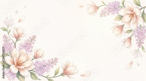 Pastel Magnolia Corner Frame Background