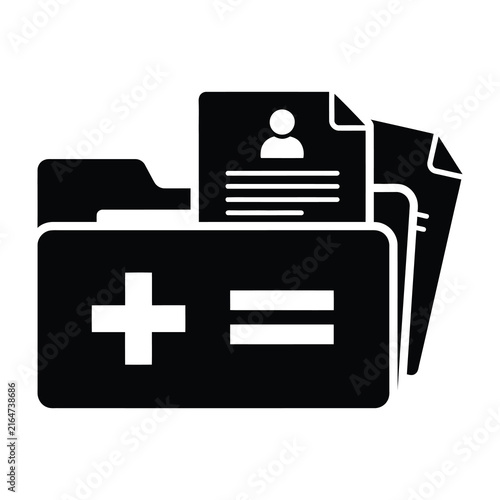 Medical folder icon showing patient health record documents for clinical archive