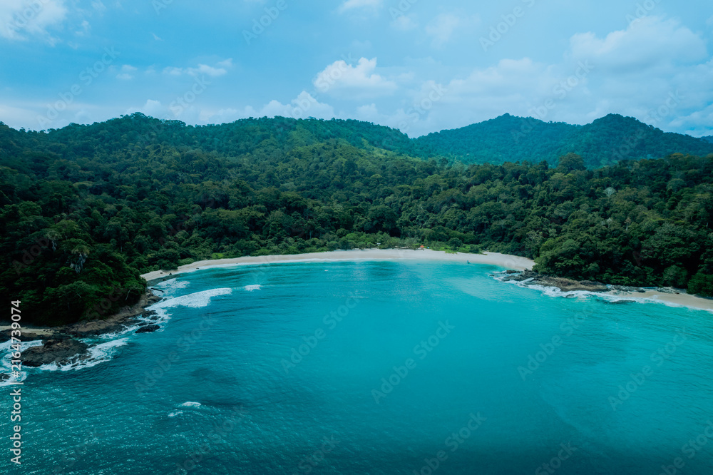 Fototapeta premium Aerial View of Tropical Paradise Beach and Turquoise Ocean