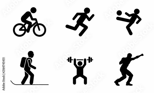 Sports Activity Silhouette Collection – Cycling, Running, Martial Arts, Hiking, Weightlifting and Dancing