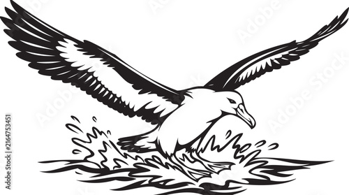 Bild auf Leinwand Black and white retro albatross vector illustration