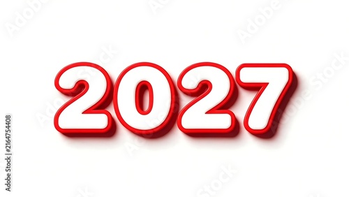 The white numbers '2027' with a red border on a white background are suitable for a theme related to the year 2027.