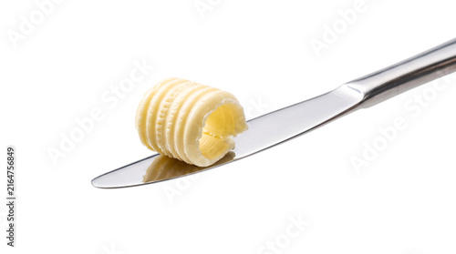Fresh Butter Slices On Knife Edge transparent background