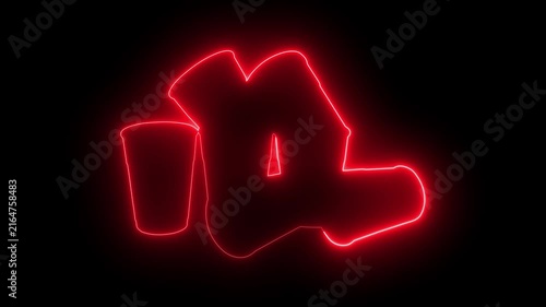 Abstract neon red glowing outline illustration on a black background graphic