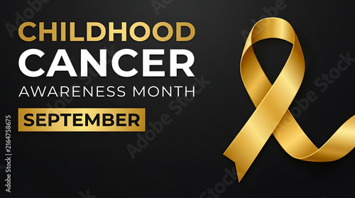 Childhood cancer awareness month illustration featuring a beautiful golden ribbon and strong typography for september campaigns offering support and hope