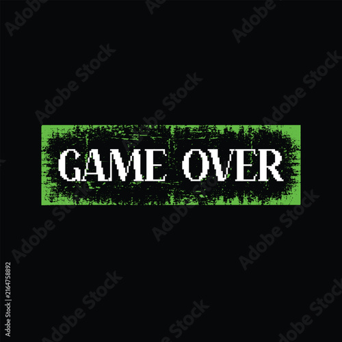 Game Over Pixel Art Retro Gaming Typography Illustration for T-shirt and Apparel Merchandise