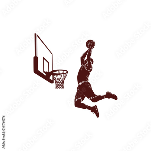 Bild auf Leinwand Basketball player dunking in action Vector