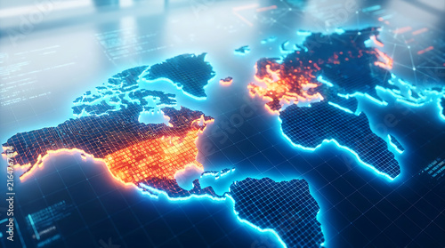 Earth with glowing data network connections illustration