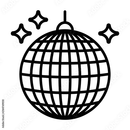 Disco ball party celebration line art vector icon for nightclub music dance event design