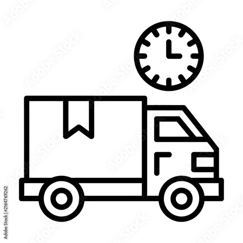 Quadro su tela Fast delivery truck with clock icon representing timely shipping and logistics v