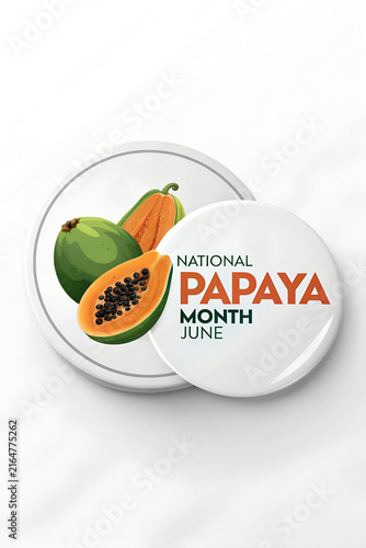 National papaya month june typography design featuring fresh papaya fruits on white background