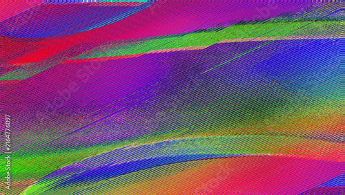 Fotografie Neon purple and green glitch halftone with dense datamosh dot pattern and jagged geometric shards