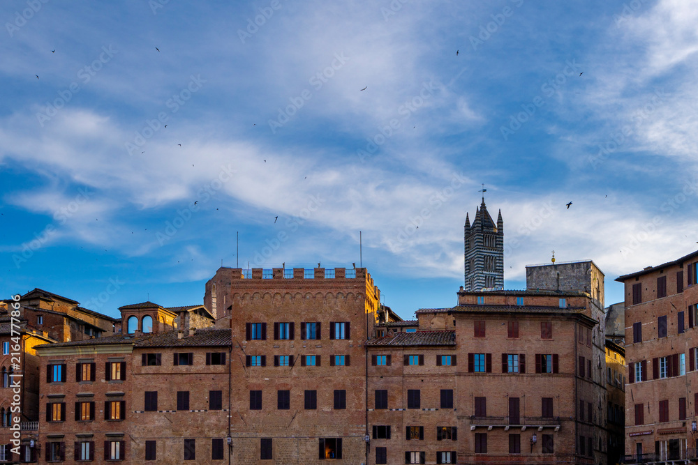Obraz premium Die beeindruckende mittelalterliche Kulisse der Piazza del Campo in Siena, Toskana, Italien