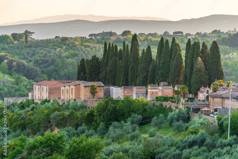Fototapeta premium Der historische Stadtfriedhof Cimitero del Laterino in Siena, Toskana, Italien