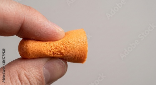 Thumb Pressing Squishy Memory Foam Earplug Macro