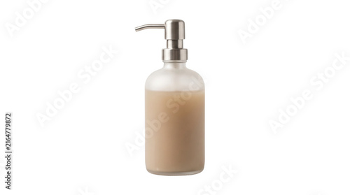 Refillable soap dispenser for modern bathrooms, hospitality spaces, sustainable home products and personal care packaging. Isolated on White background.