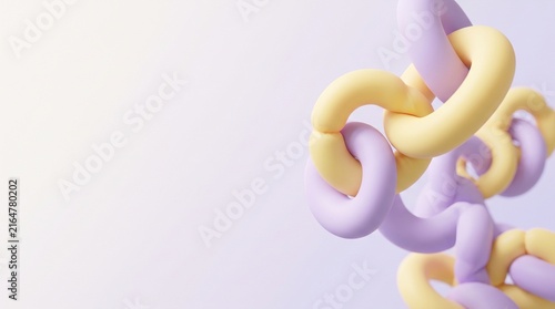 Abstract 3D Render Squishy Silicone Loops Mid-Air