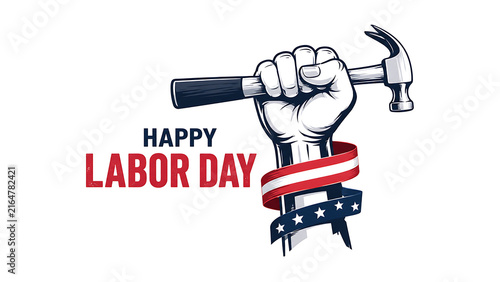 Happy labor day celebration with american flag and text Happy Labor Day, American Labor Day, Labor Day USA, Labor Day, Labor Day 2026	
