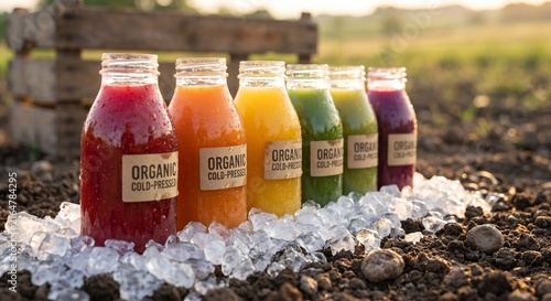 Pure Vitality: Rainbow Cold-Pressed Organic Juices on Ice