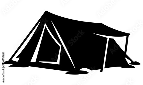 tent camping vector silhouette illustration on white