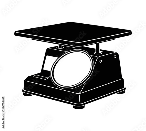 Bild auf Leinwand Black and White Vector Illustration of a Mechanical Weighing Scale Tool