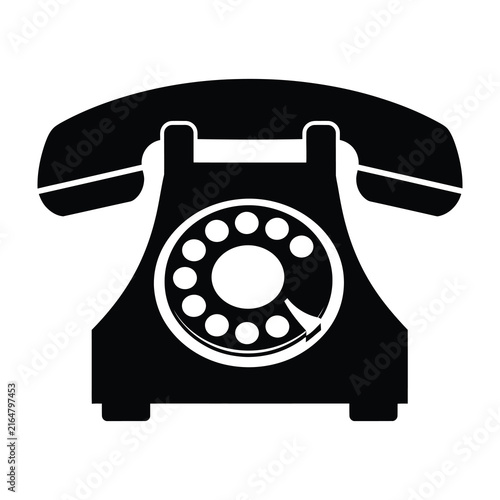 Foto Black vintage rotary dial telephone on white background