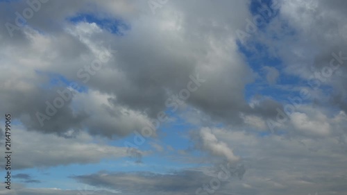 Timelapse of white clouds in blue sky