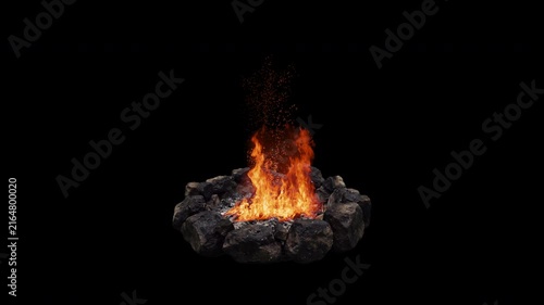 Fire in a stone fire pit