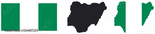 Nigeria flag and map vector illustration