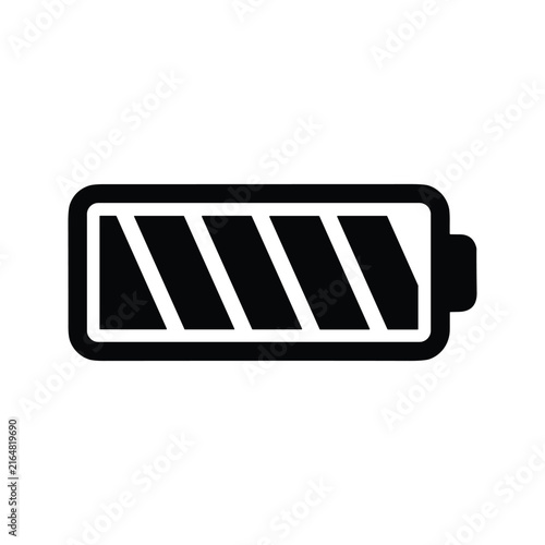 Four diagonal energy blocks represent maximum power capacity within a clean black container. This graphic depicts high electrical storage for electronic hardware status monitoring.