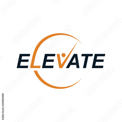 lettering word mark elevate with human people for leadership logo design	