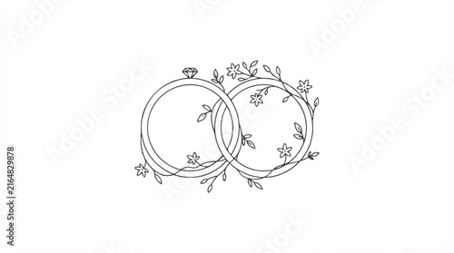 Intertwined Circular Floral Design Logo with Vines, Blossoms, and Delicate Ornamentation.