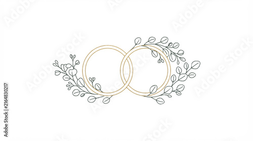 Interlocking Wedding Rings with Delicate Floral Design for a Romantic Ceremony.