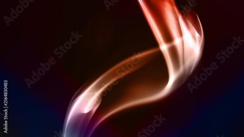 Abstract flowing light wave curve with red and orange tones on dark background red glow light effect