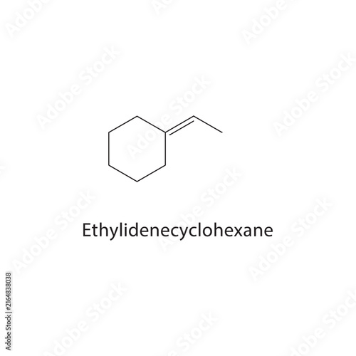 Ethylidenecyclohexane skeletal structure. alkene compound schematic illustration. Simple diagram, chemical formula.