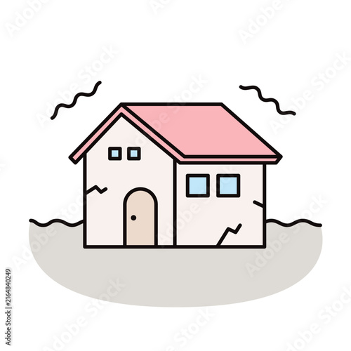 地震で揺れている住宅