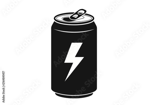 A stylish and unique looking huge energy drink can icon silhouette with energy symbol silhouette