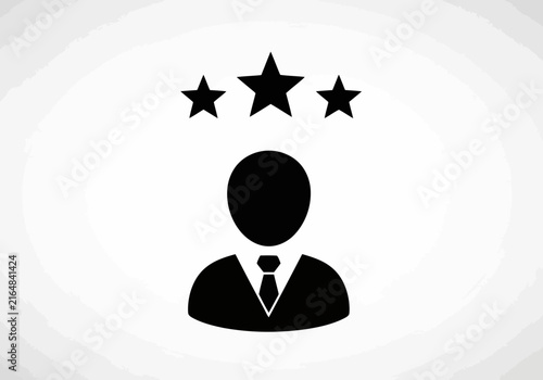 A very important and unique black businessman icon silhouette with three perfect stars silhouette