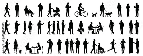 Professional People Silhouette Set for Architectural Floor Plans with Black Human Scale Figures in Walking, Sitting and Standing Poses for Interior and Urban Layout Design