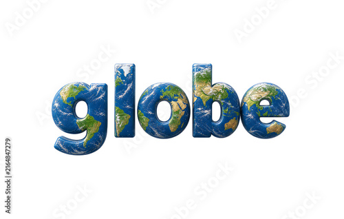 Globe text words isolated on transparent background.
